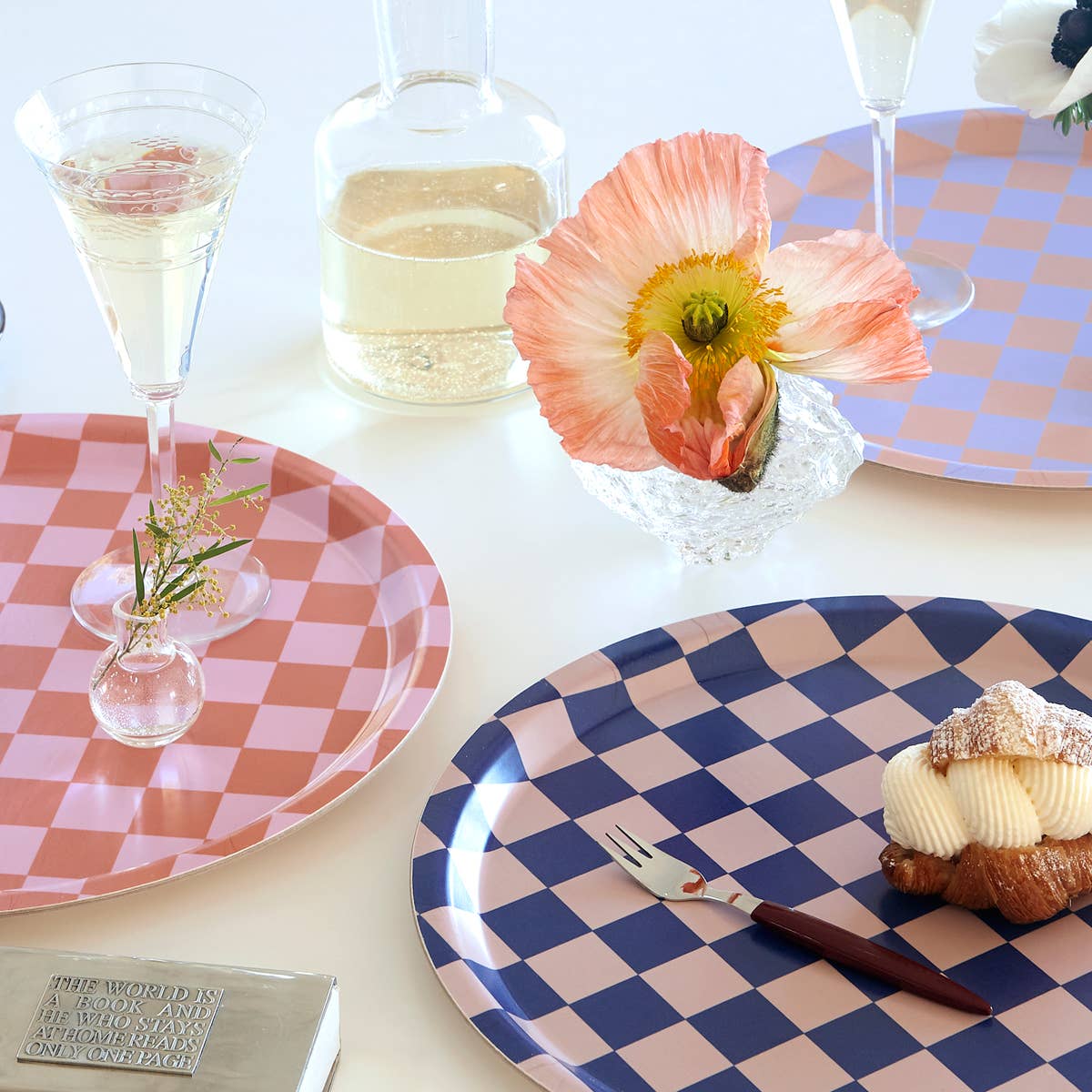 Lilac / Peach Checker Tray
