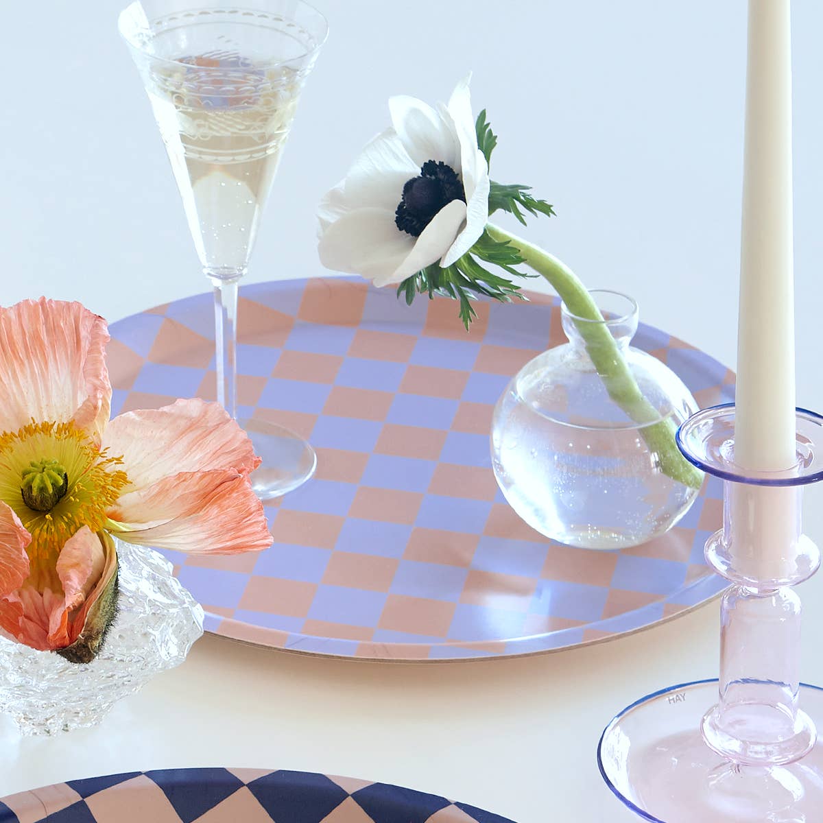 Lilac / Peach Checker Tray