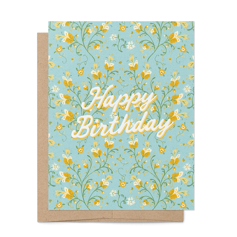 Twining Floral Birthday A2 Greeting Card