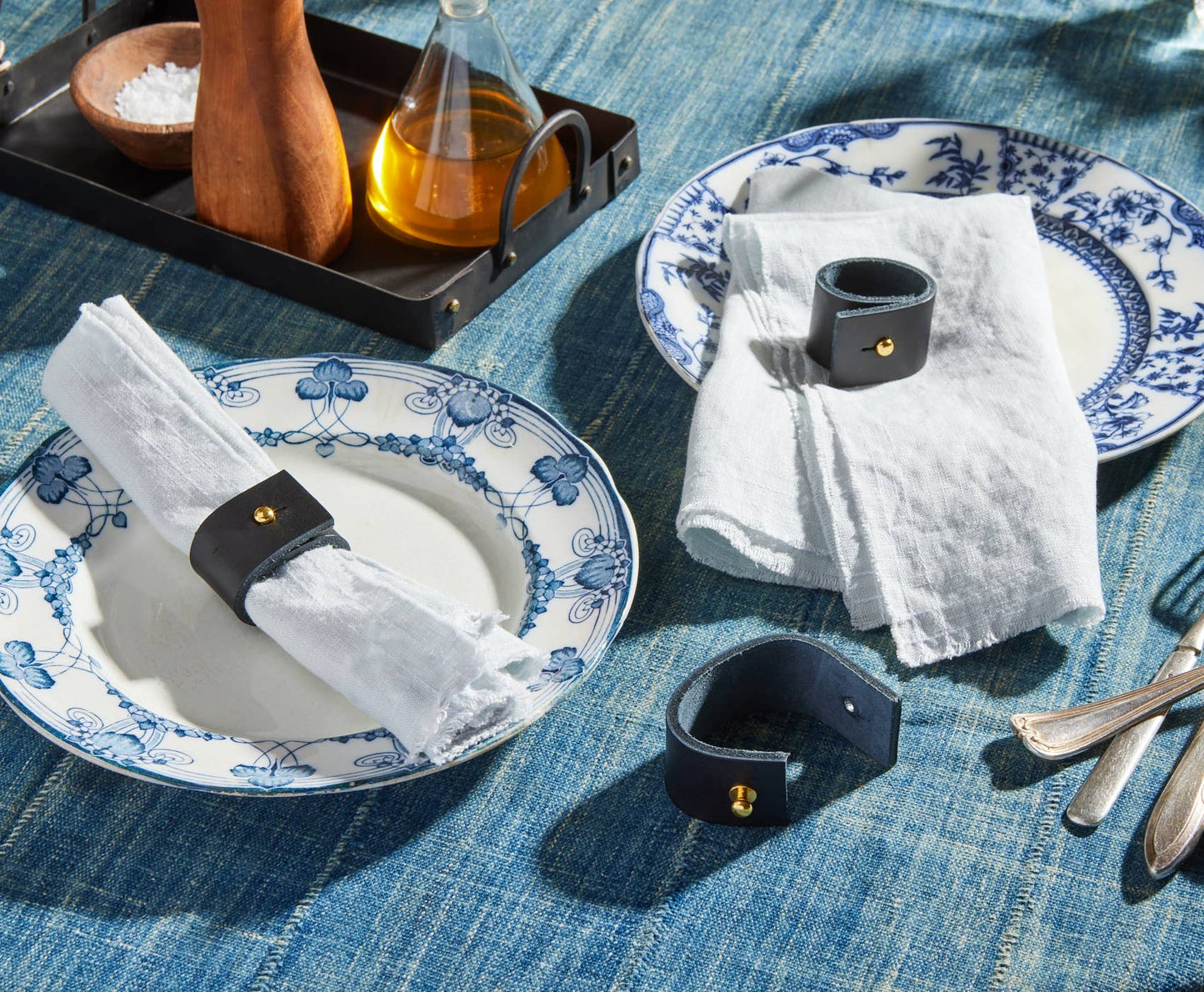 Black Leather Napkin Rings