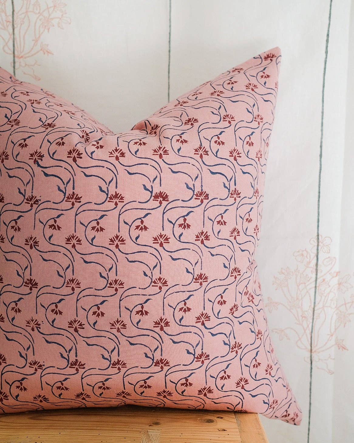 Tara - Hand Block-printed Linen Pillowcase