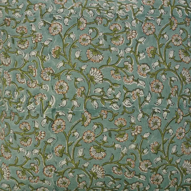 Bohemian Block Print Pure Linen Frill Pillow Cover-Himachal
