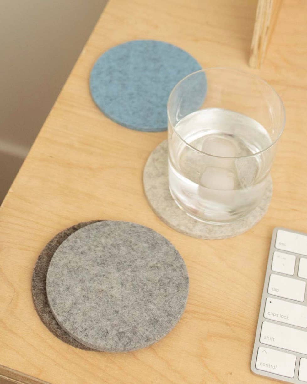 Merino Wool Felt Round Coaster | Cobblestone