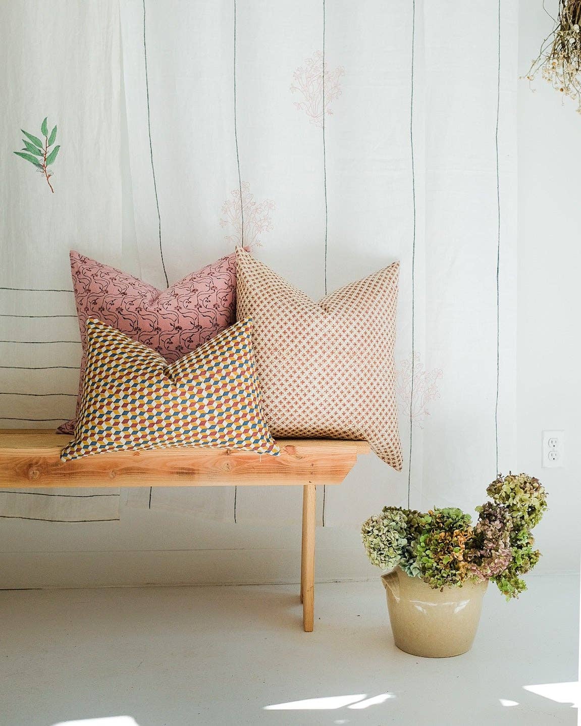 Tara - Hand Block-printed Linen Pillowcase