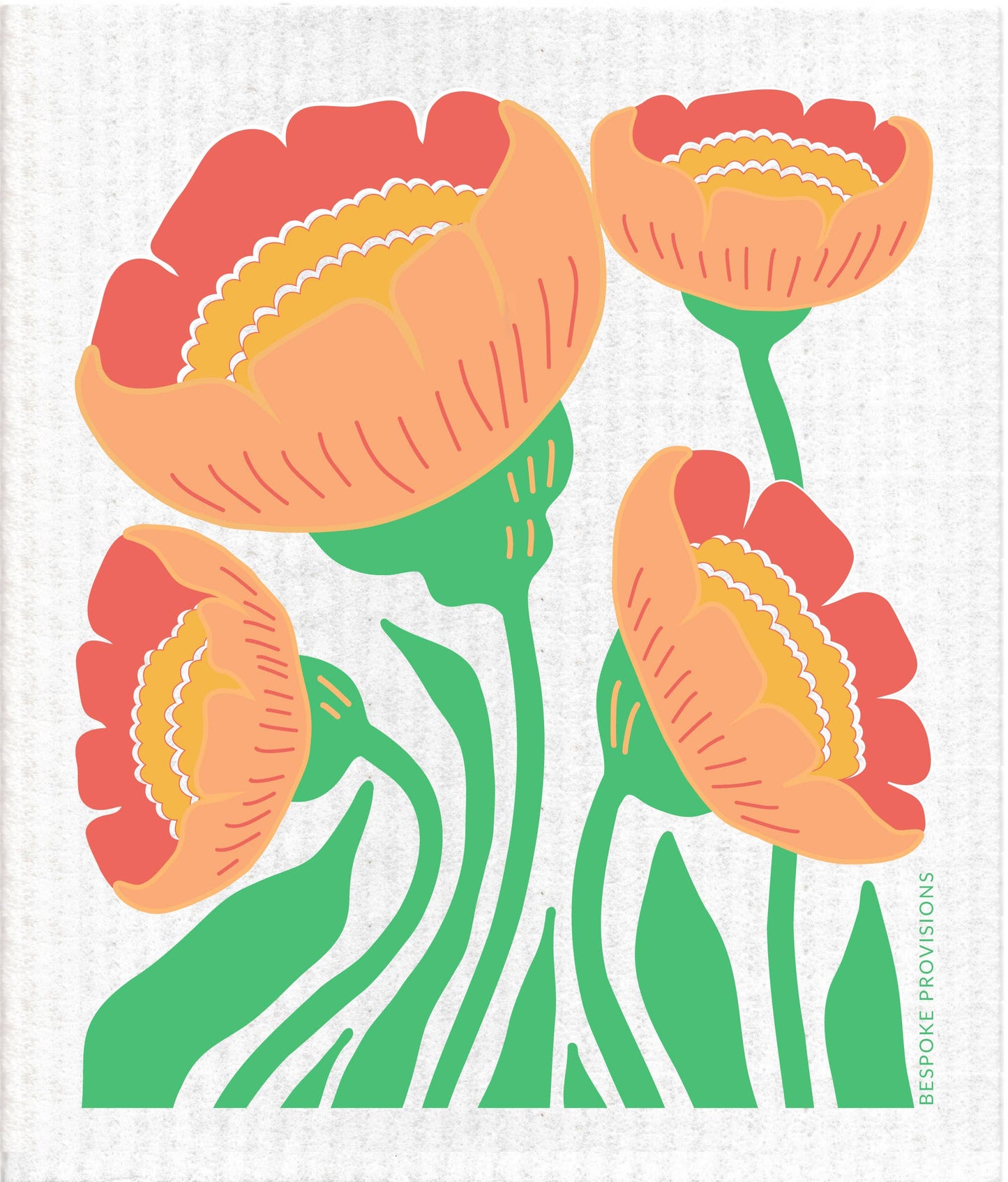 Peach Flower Swedish Dishcloth