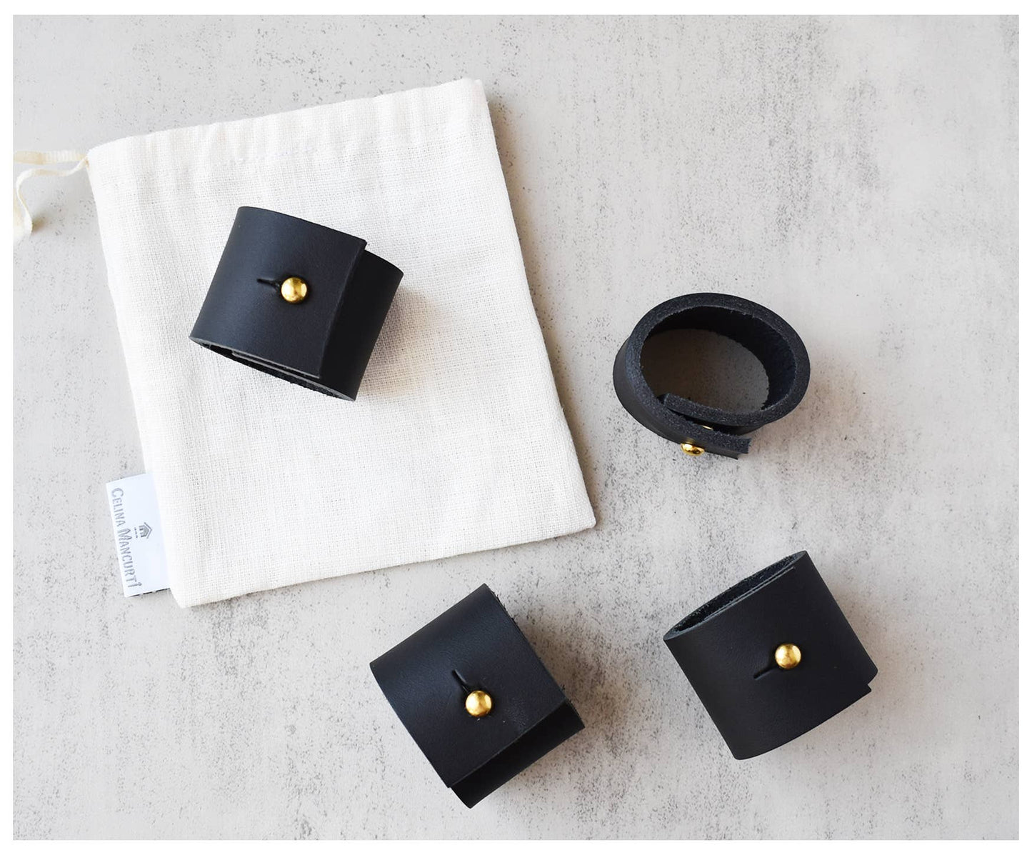 Black Leather Napkin Rings