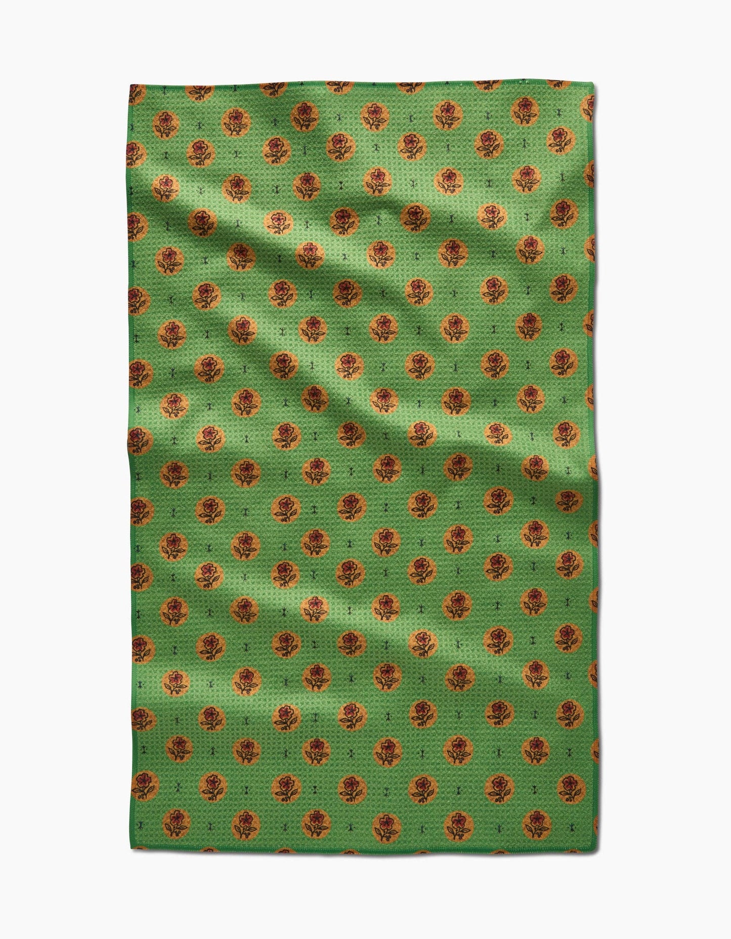 Artisanal Floral Green Tea Towel