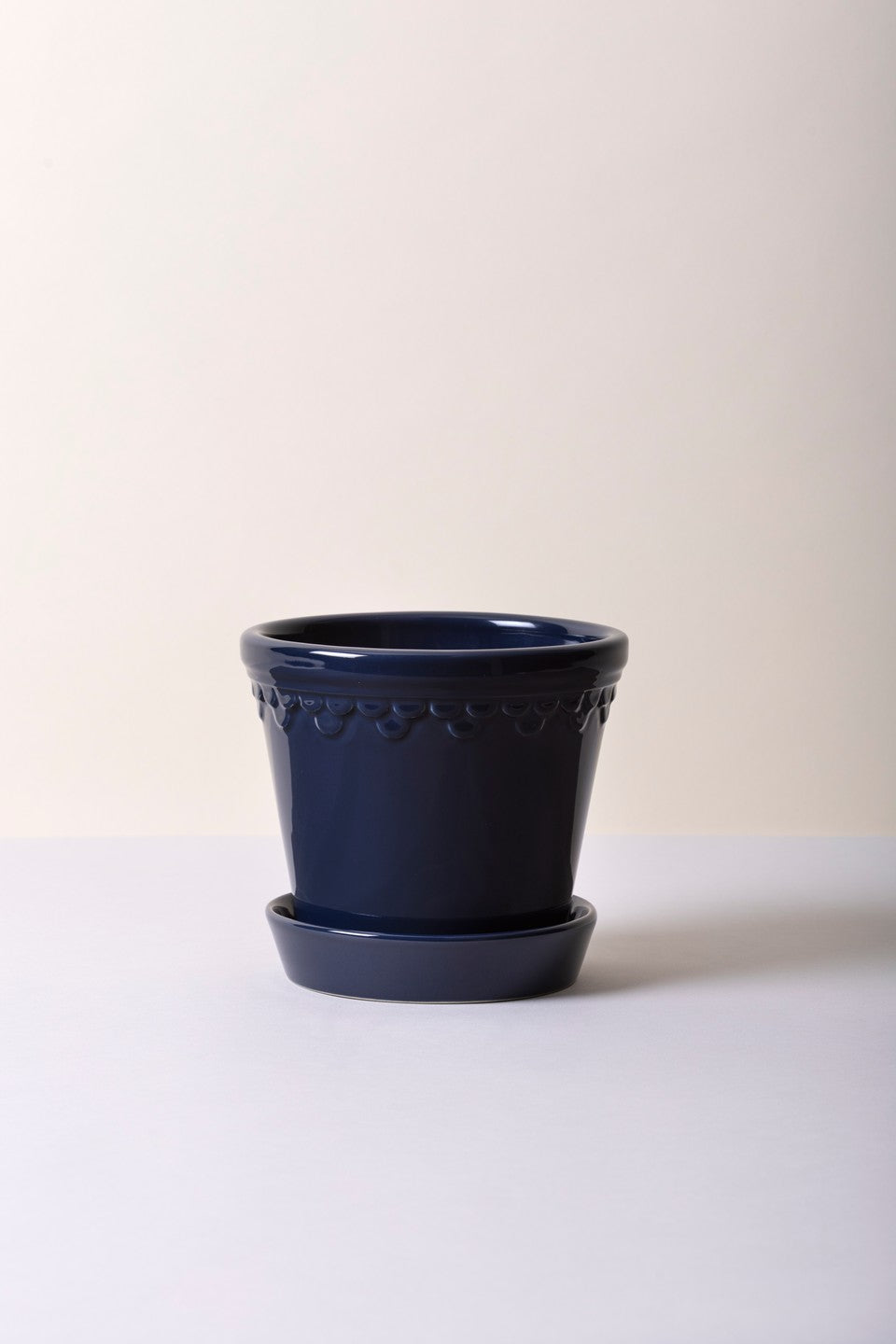 12 CM | Saphire Blue Glazed Pot & Saucer