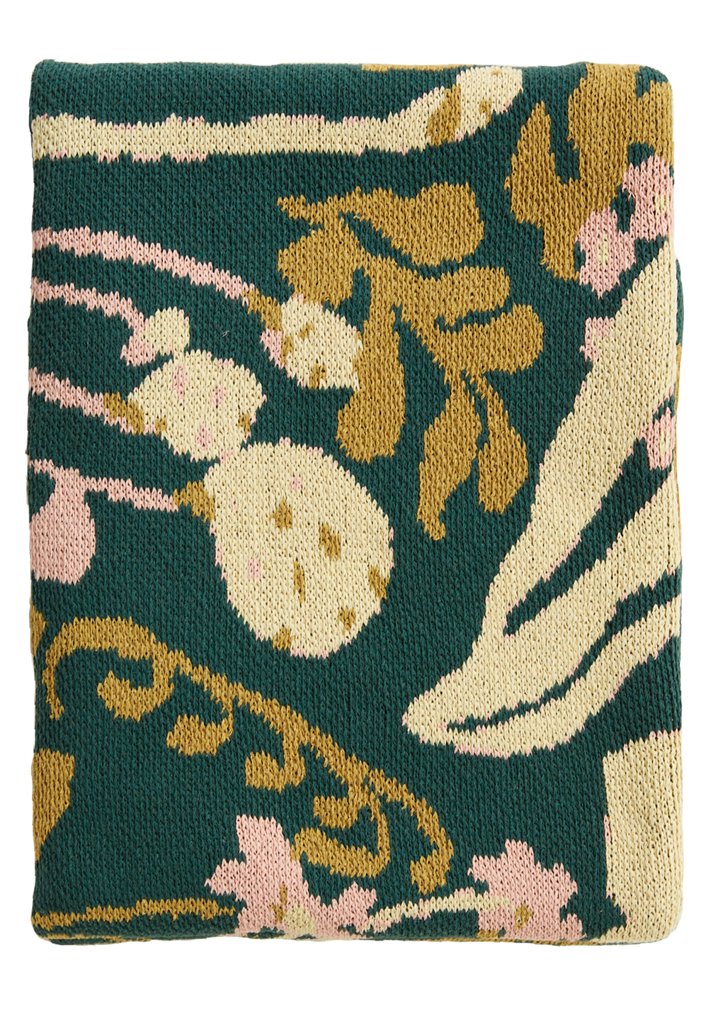 Poppies & Lotus Forest Green Blanket