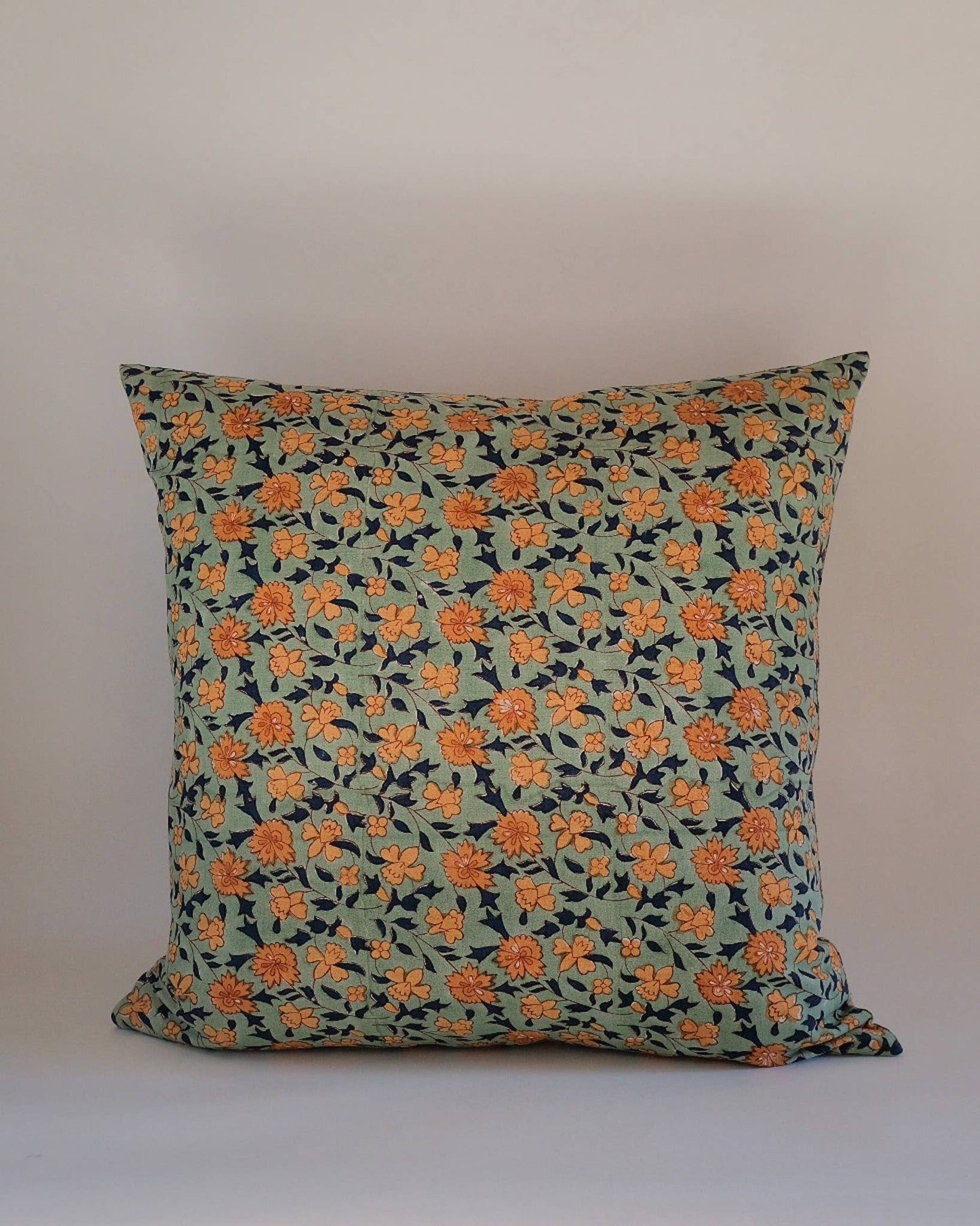 Hand Block-printed Linen Pillowcase | Noor Sage