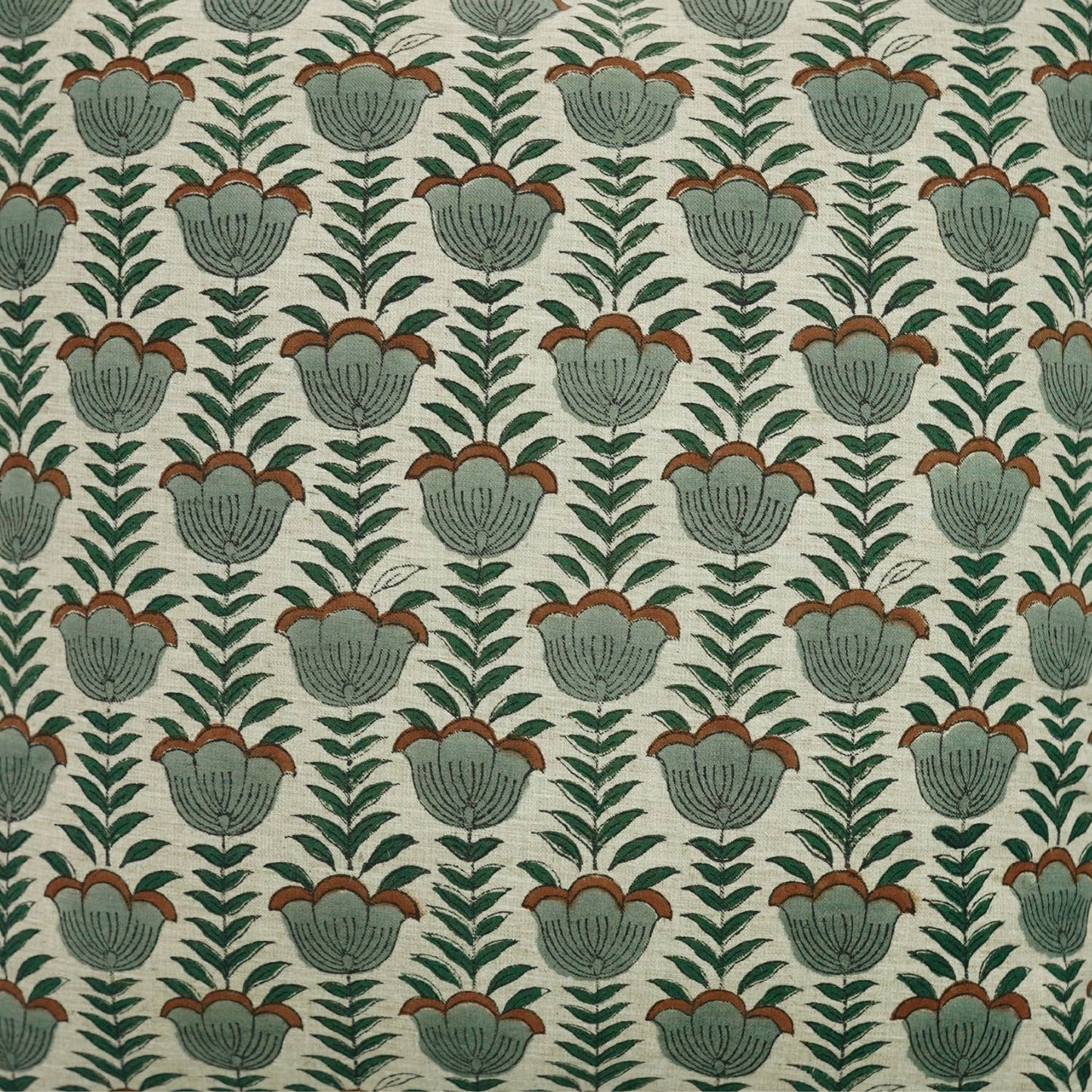 Lotus Block Print Linen Cotton Blend Pillowcase | 20 x 20