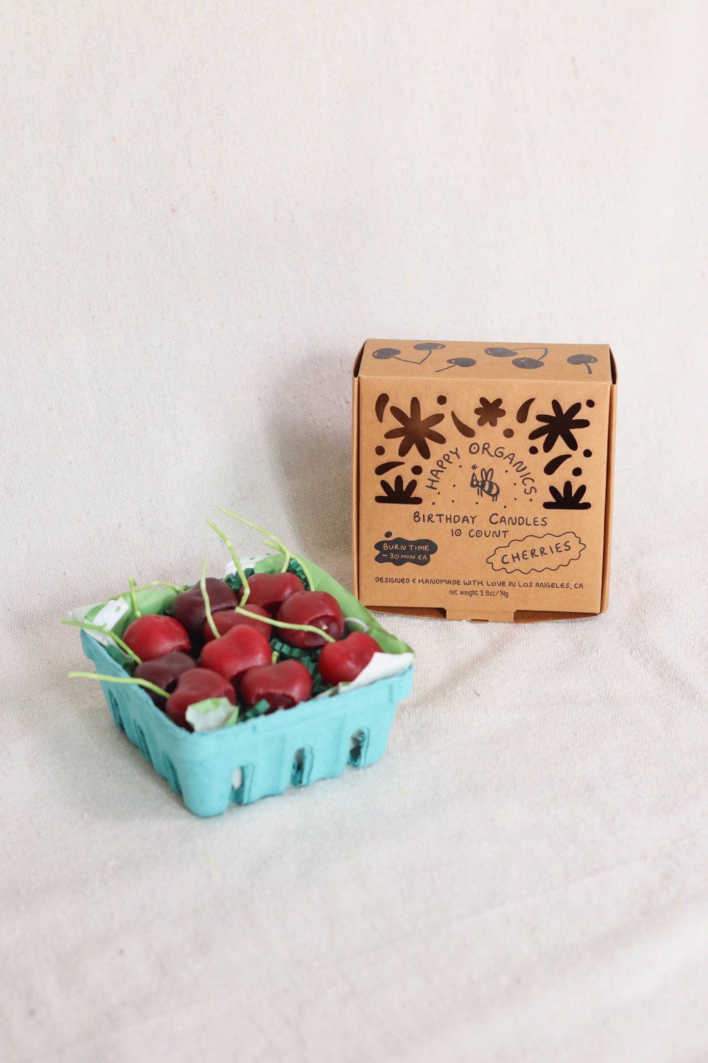 Beeswax Dark Red Cherry Birthday Candles