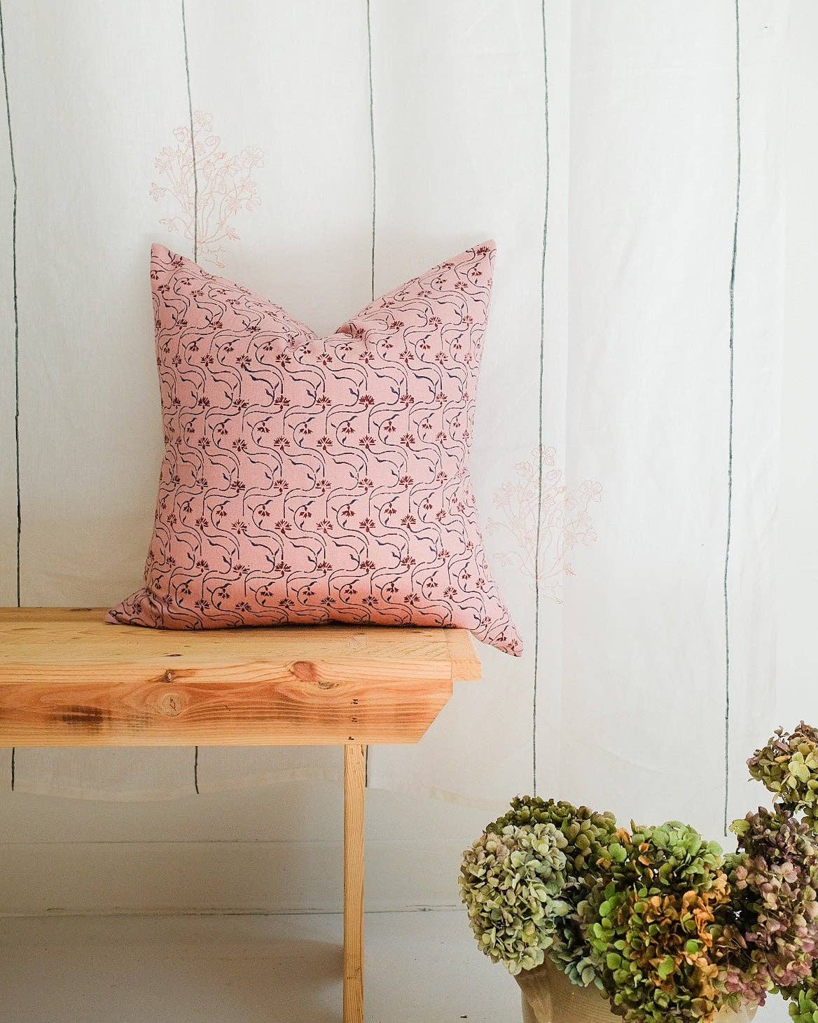Tara - Hand Block-printed Linen Pillowcase
