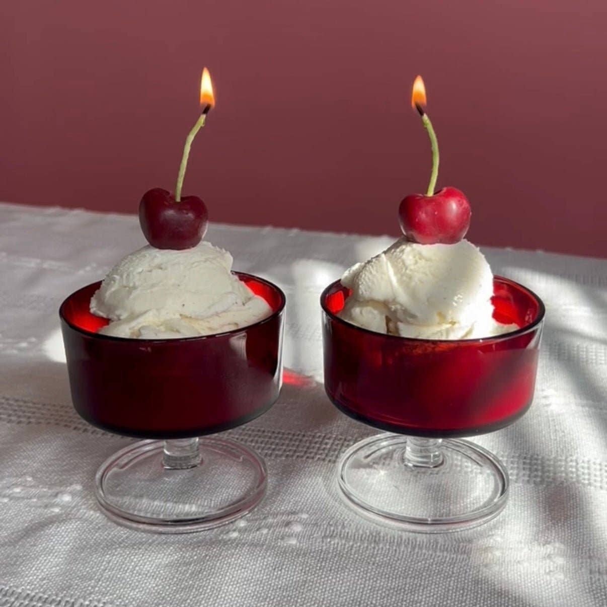 Beeswax Dark Red Cherry Birthday Candles