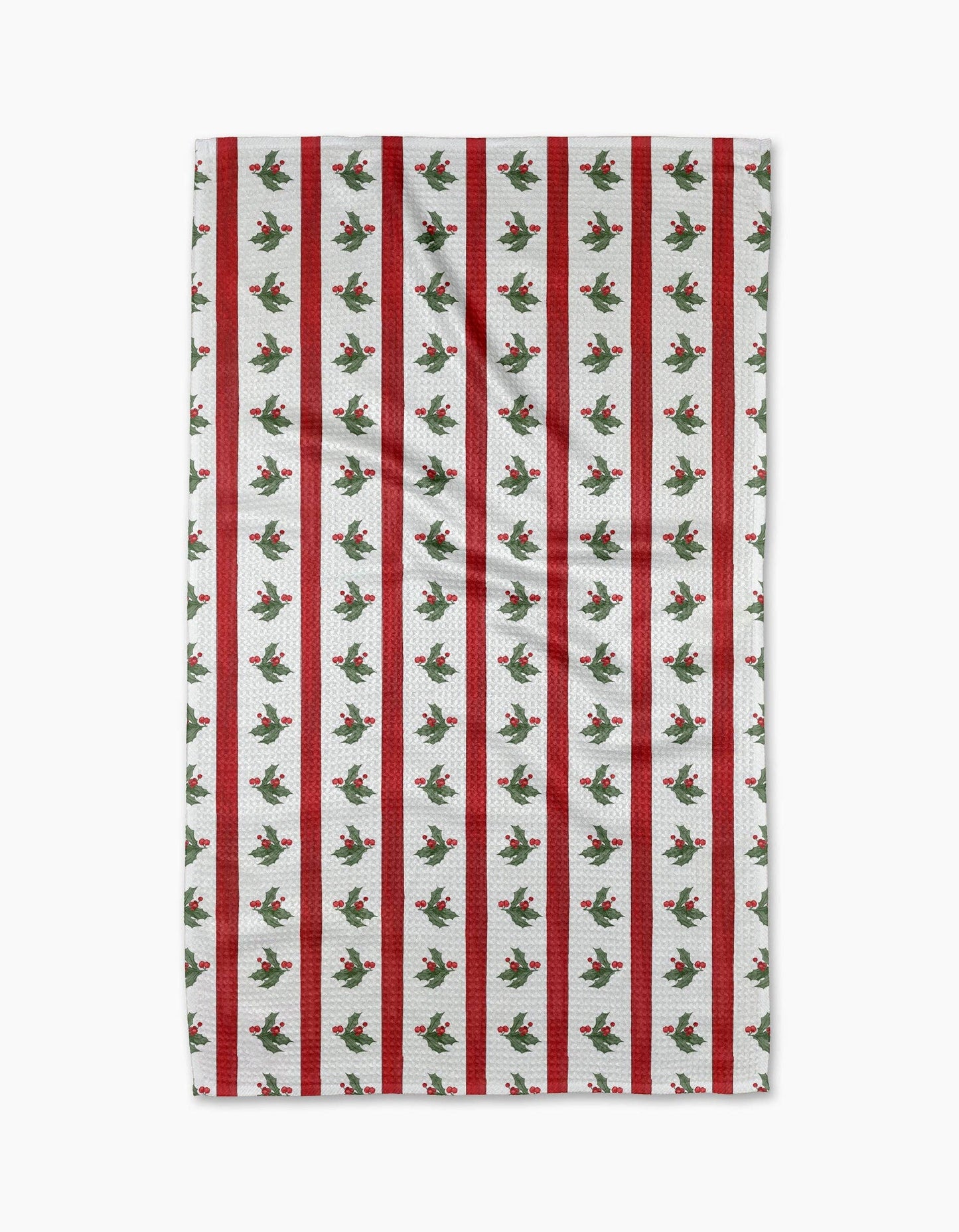 Christmas Holly Stripe Tea Towel