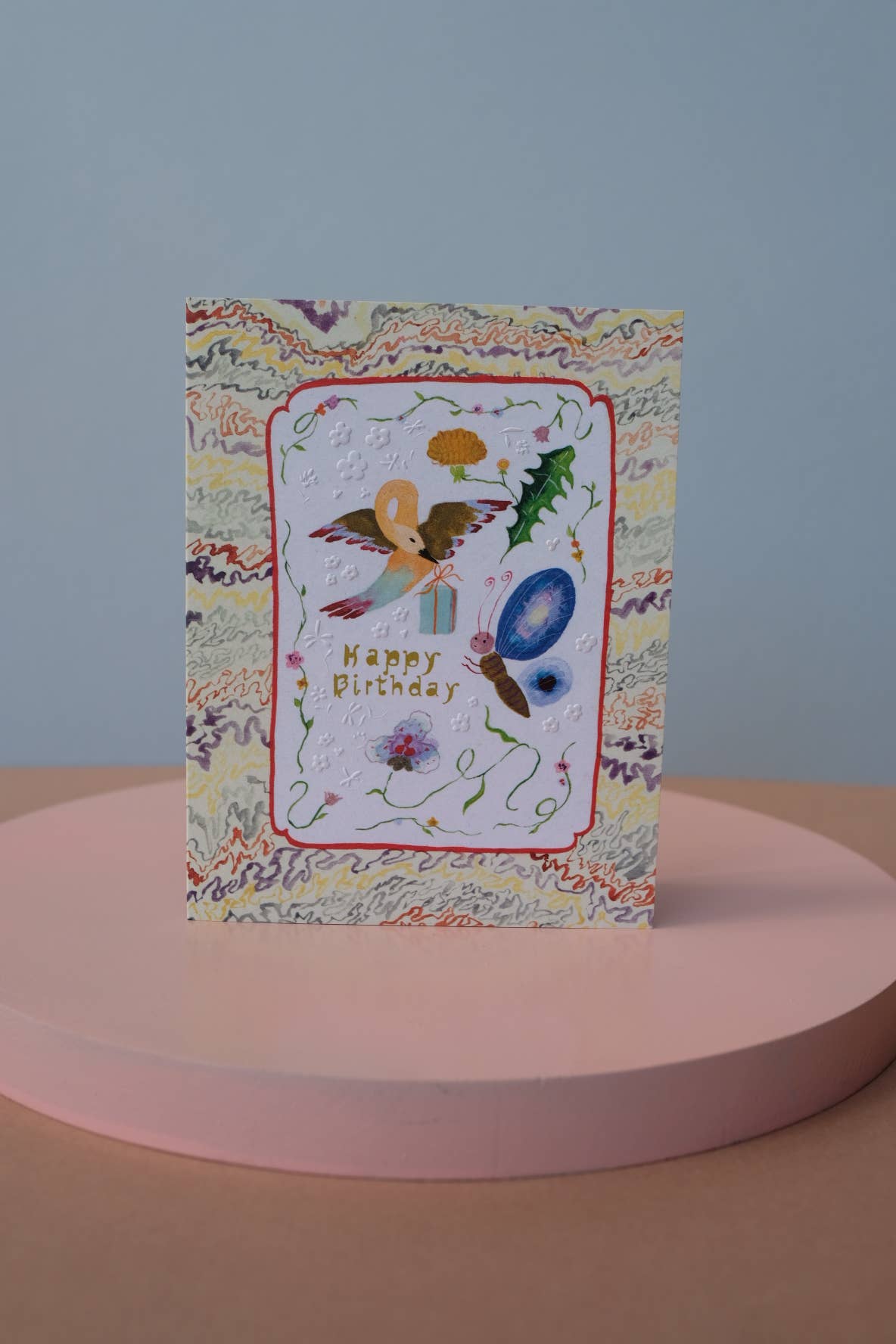 Bird and Butterfly Birthday Card