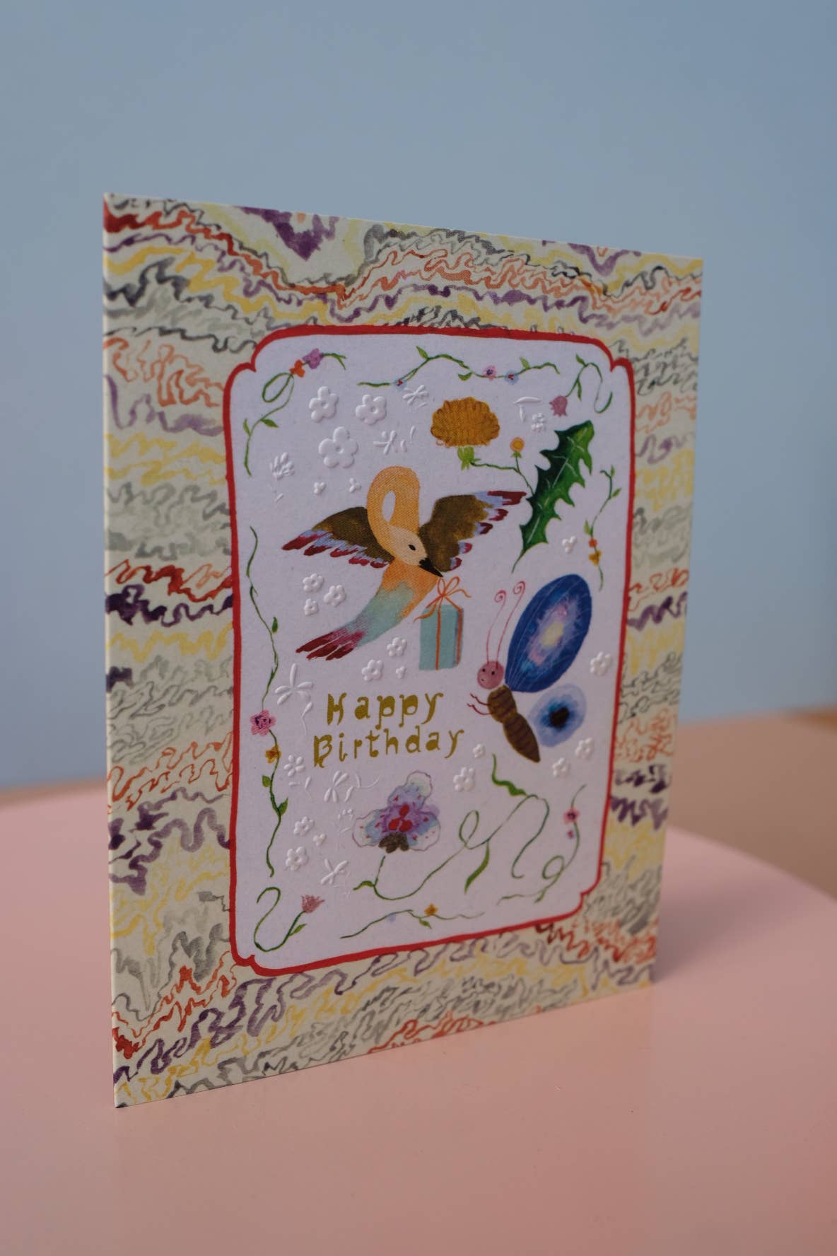 Bird and Butterfly Birthday Card