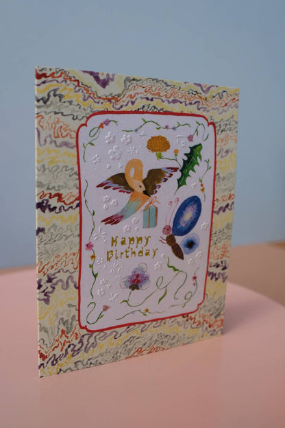 Bird and Butterfly Birthday Card