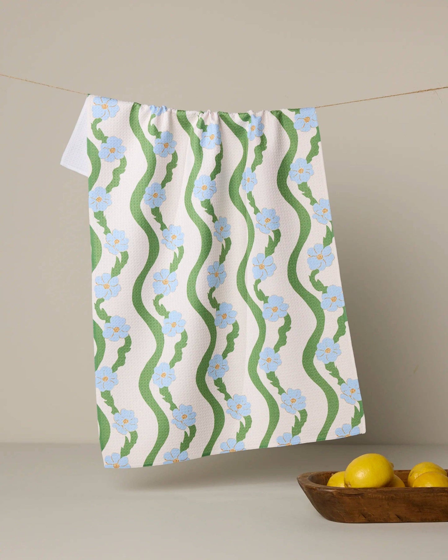 Wavy Flowers Tea Towel