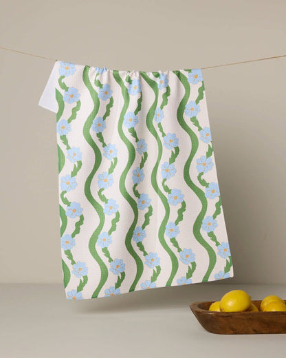 Wavy Flowers Tea Towel