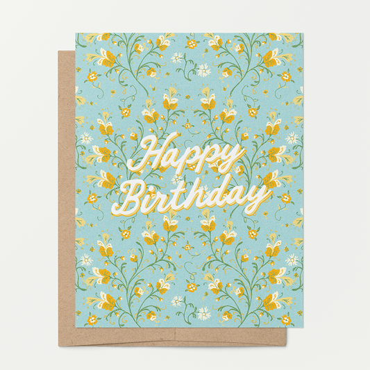 Twining Floral Birthday A2 Greeting Card