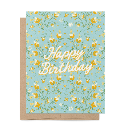 Twining Floral Birthday A2 Greeting Card