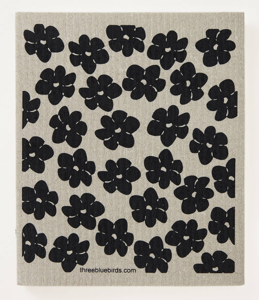 Black Poppies Swedish Dishcloth