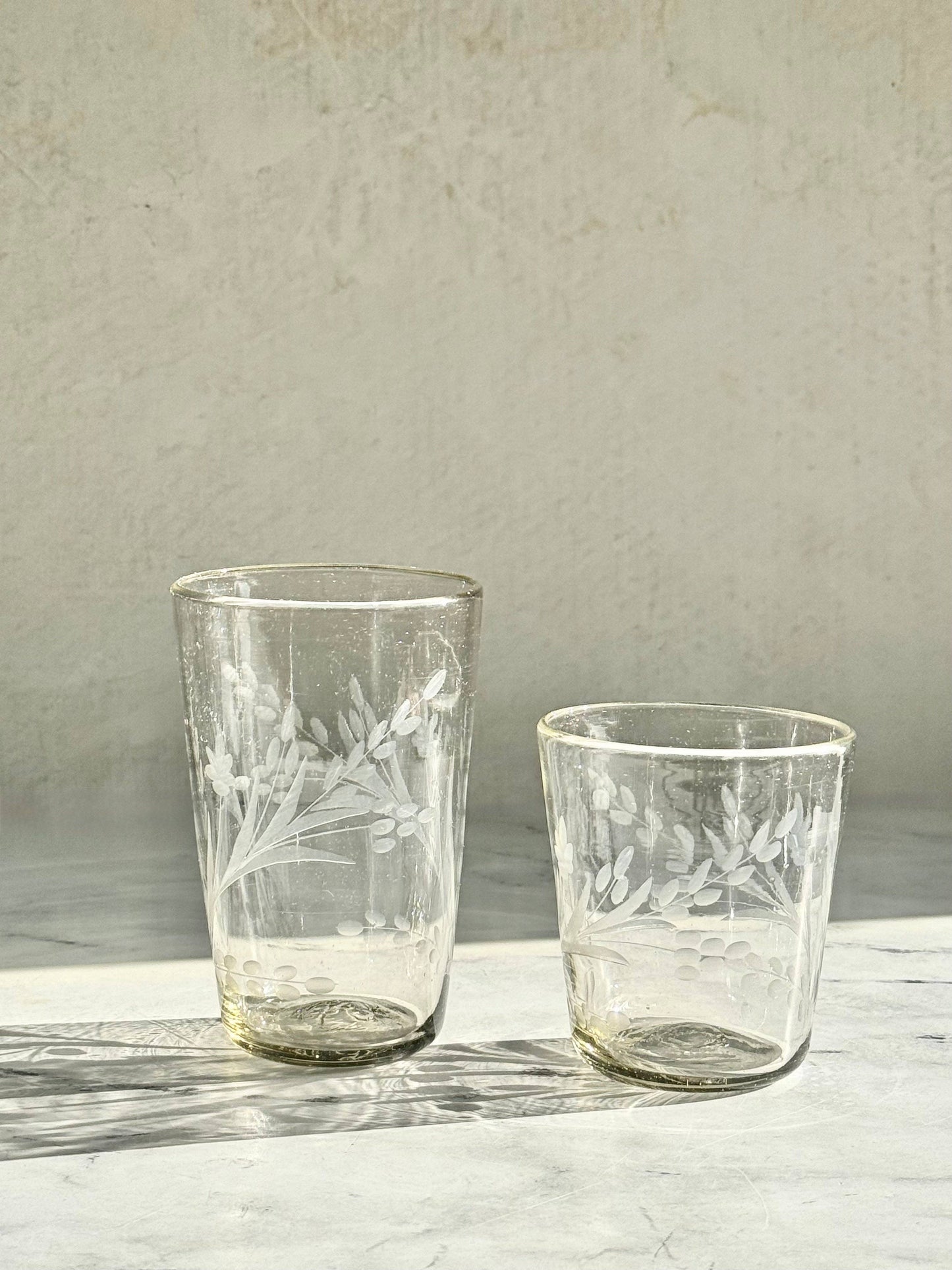 Hand-etched Conical Tumbler