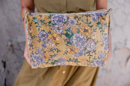 Golden Meadow Velvet Cosmetic Pouch