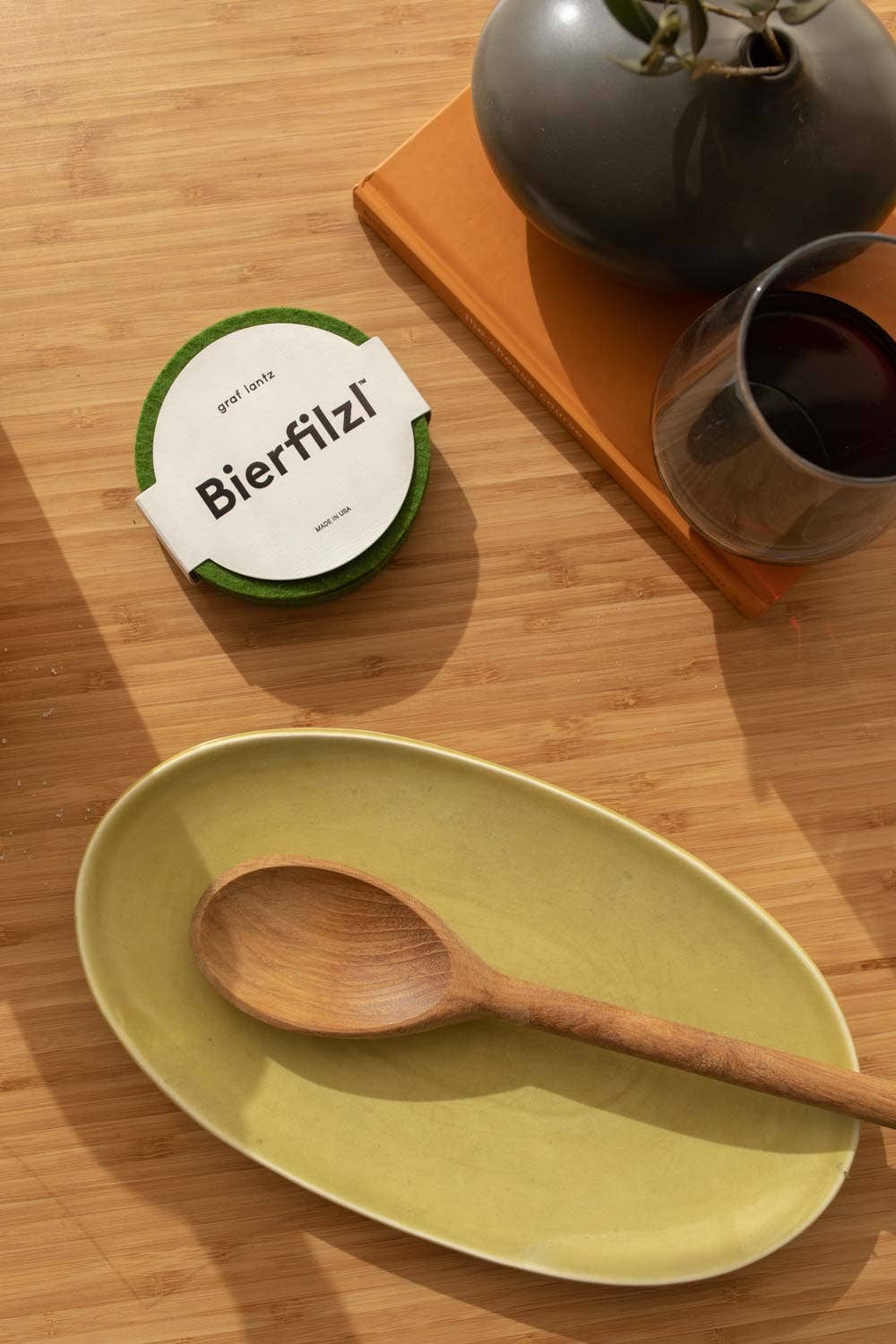 Merino Wool Round Coasters | Loden Green