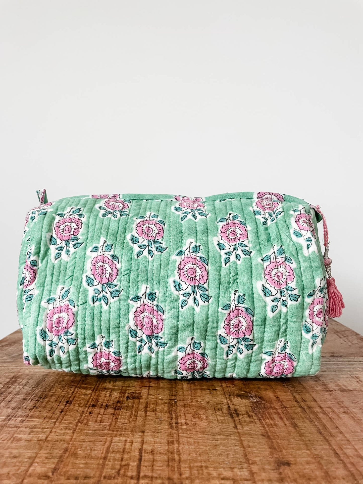 Fern Green Block Print Pouch