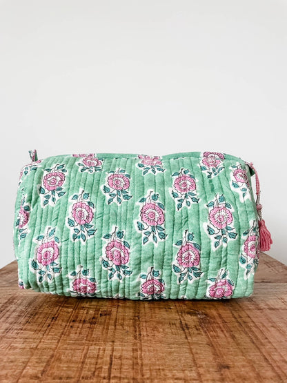 Fern Green Block Print Pouch