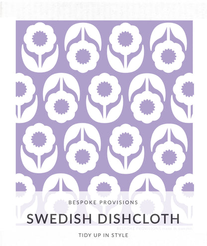 Flowers on Lavender Swedish Dishcloth