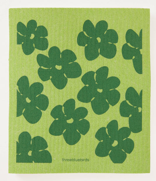 Flower Power (Apple Green) Swedish Dishcloth