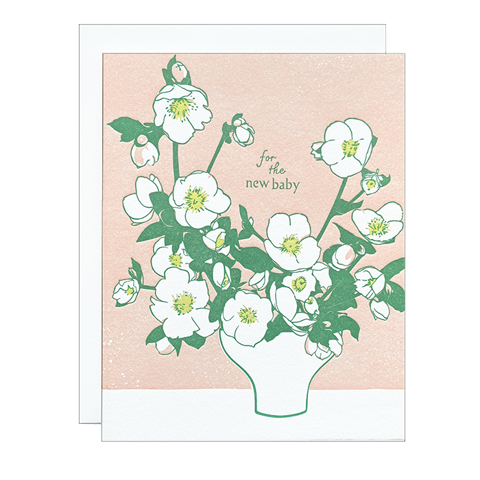 Hellebore Blossoms Baby Card