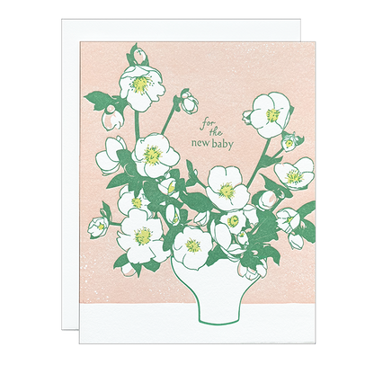 Hellebore Blossoms Baby Card