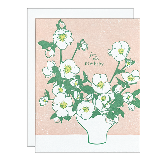 Hellebore Blossoms Baby Card