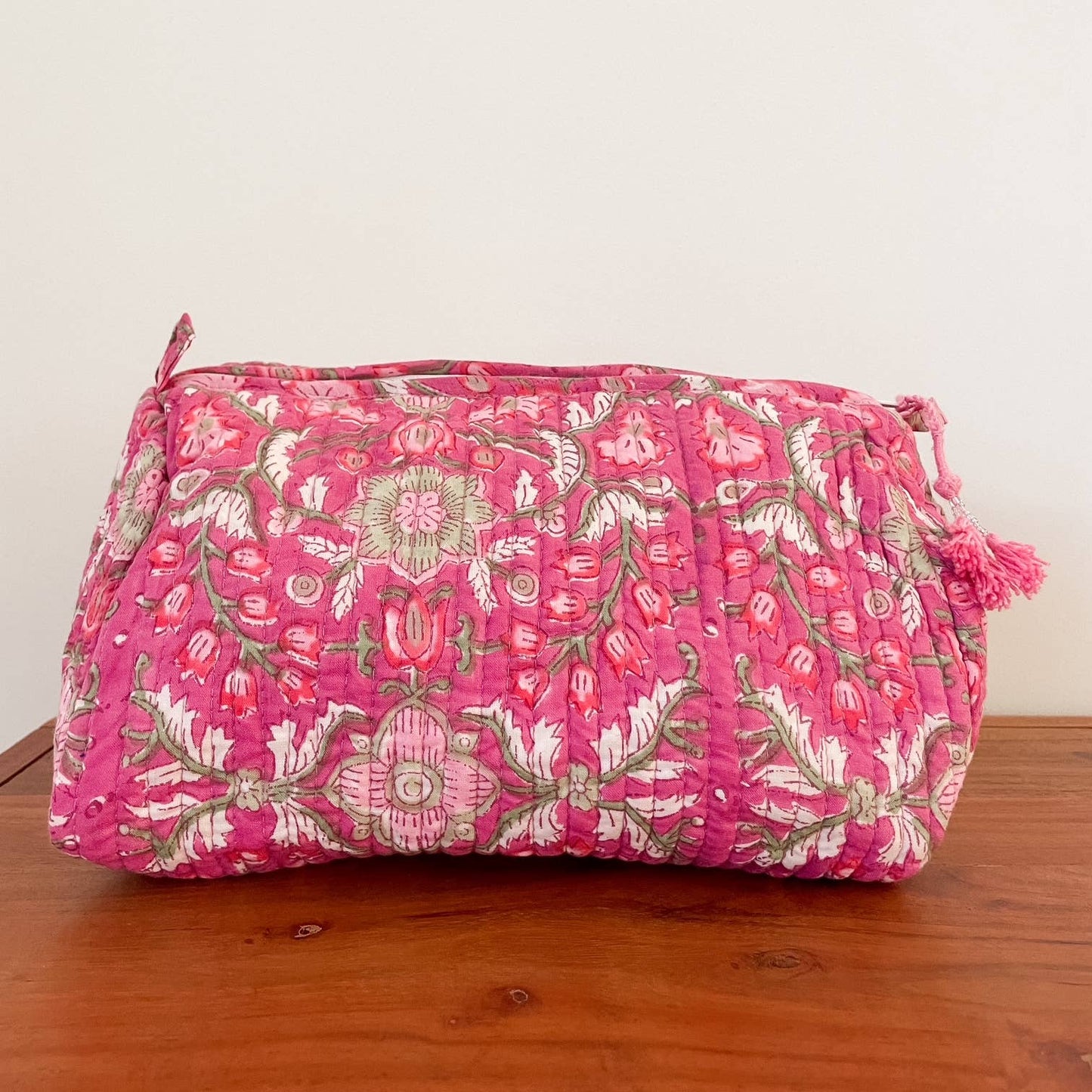 Magenta Block Print Pouch