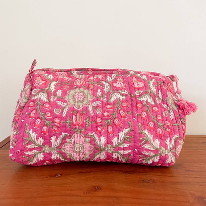 Magenta Block Print Pouch