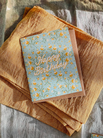 Twining Floral Birthday A2 Greeting Card