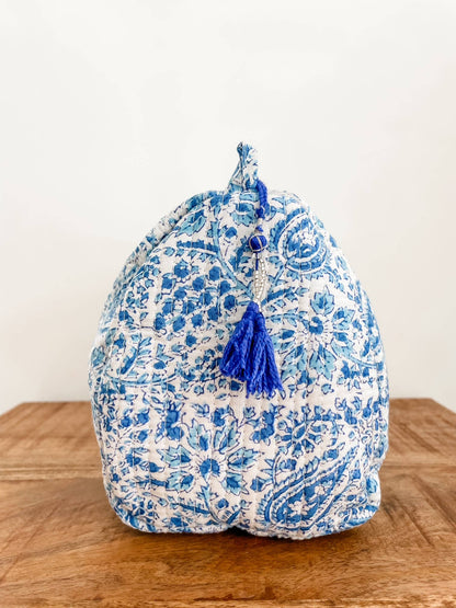 Blue Multi Block Print Pouch
