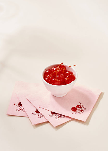 Red Cherries with Bow Cocktail Napkins