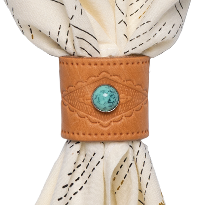 Leather Bandana Slide| Studded Turquoise