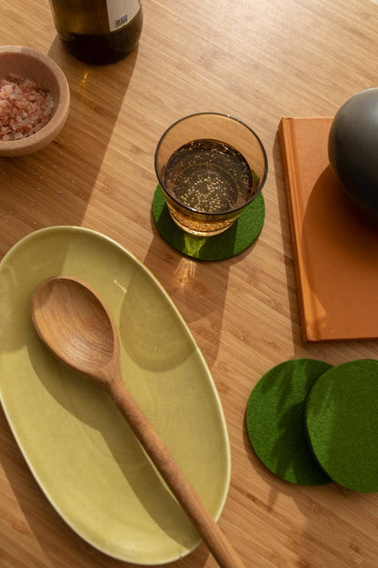 Merino Wool Round Coasters | Loden Green