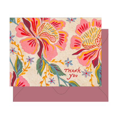 Peony Pattern Thank You Card
