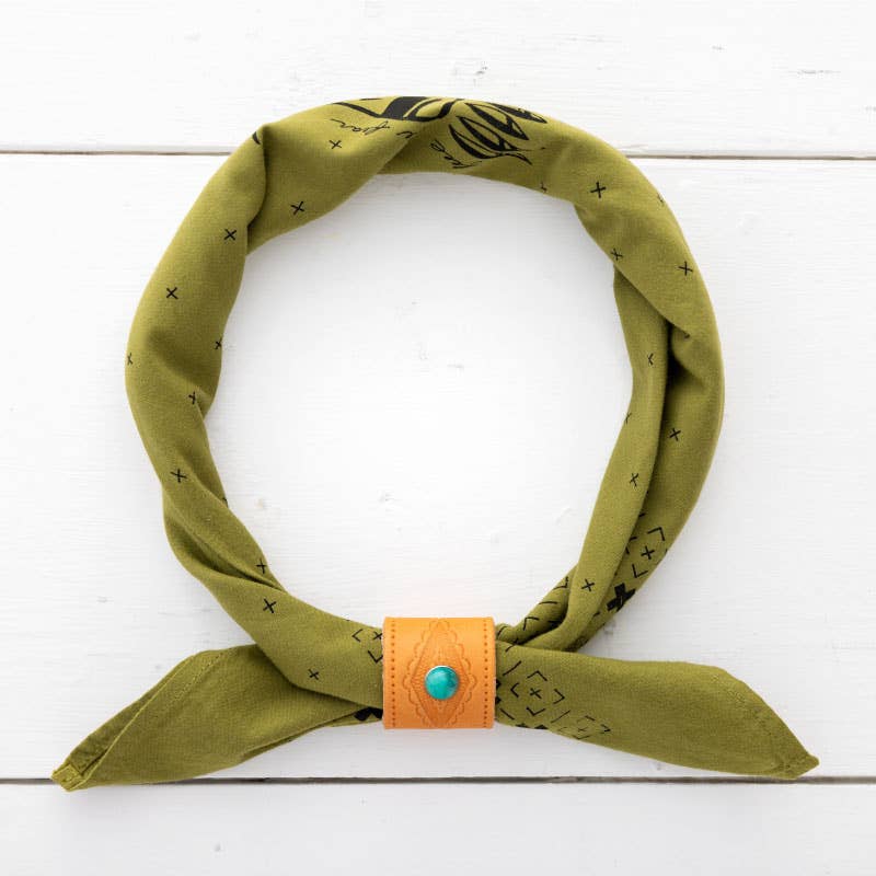 Leather Bandana Slide| Studded Turquoise