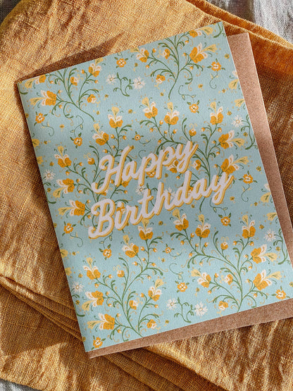 Twining Floral Birthday A2 Greeting Card