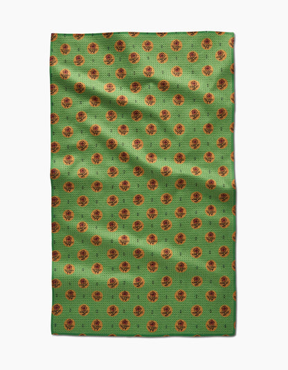 Artisanal Floral Green Tea Towel