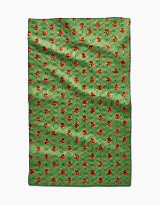 Artisanal Floral Green Tea Towel