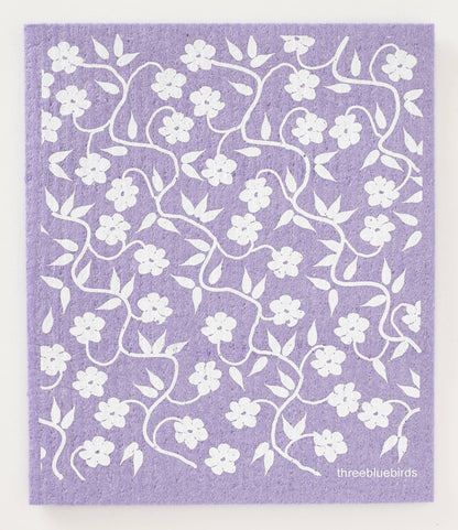 Vines on Purple Swedish Dishcloth